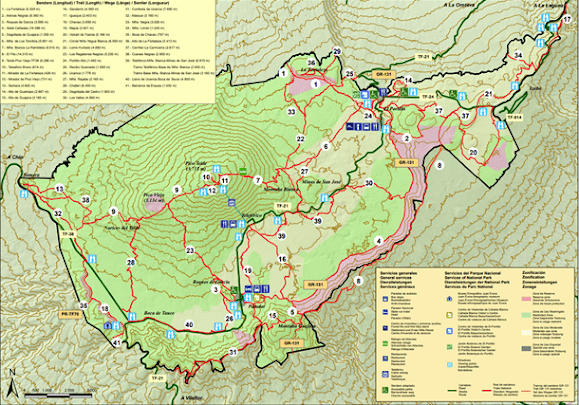Mapa rutas Teide