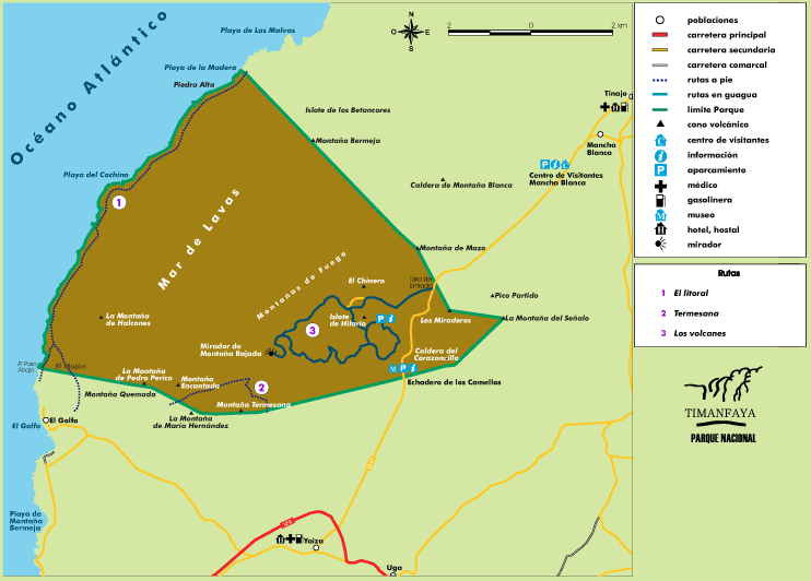 Mapa Parque Nacional de Timanfaya, Lanzarote